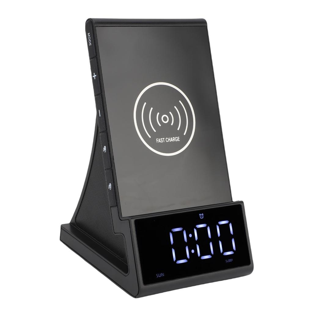 Kabellose Handy-Ladestation Wecker-Dock LED-Anzeige 4 Helligkeitsstufen   Kabelloser Lautsprecher mit Wecker für das Schlafzimmer
