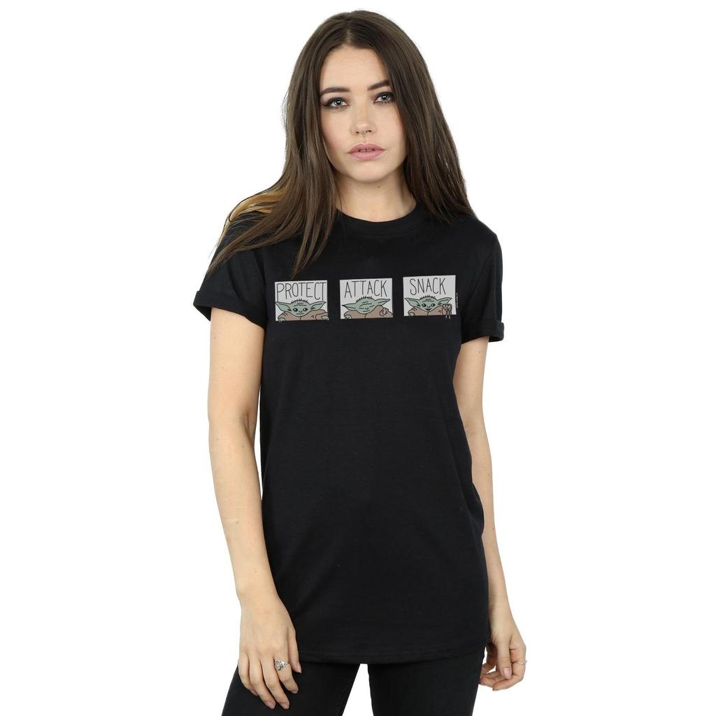 STAR WARS Womens/Ladies The Mandalorian The Child Tiles Cotton Boyfriend T-Shirt