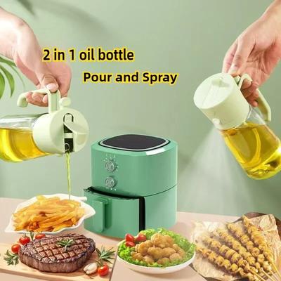 2 In1 Oil Spray Bottle Barbecue Cooking Olive Oil Dispenser Baking Vinegar Soy Sauce Spray Container Kitchen Utensils