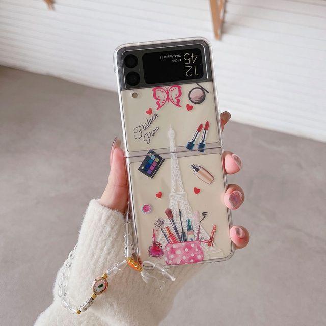 

Чехол для Samsung Galaxy Z Flip 4 3, ремешок для губной помады, прозрачные складные чехлы для Samsung Z Flip 3, 5 г, противоударная жесткая задняя крышка Galaxy Z Flip 4