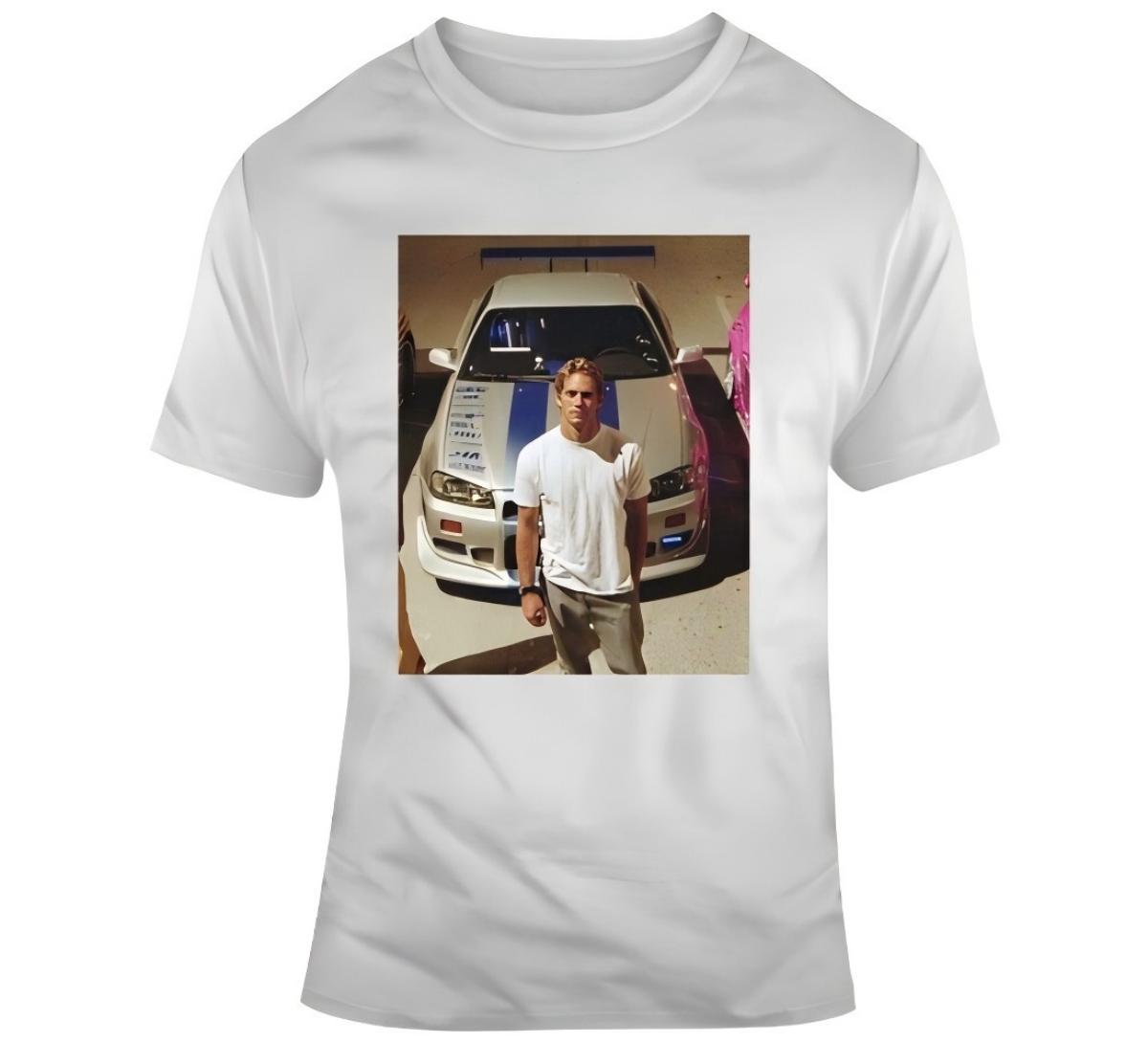 Paul Walker Fast Furious Racing Speed Car Fan Movie T Shirt M белый