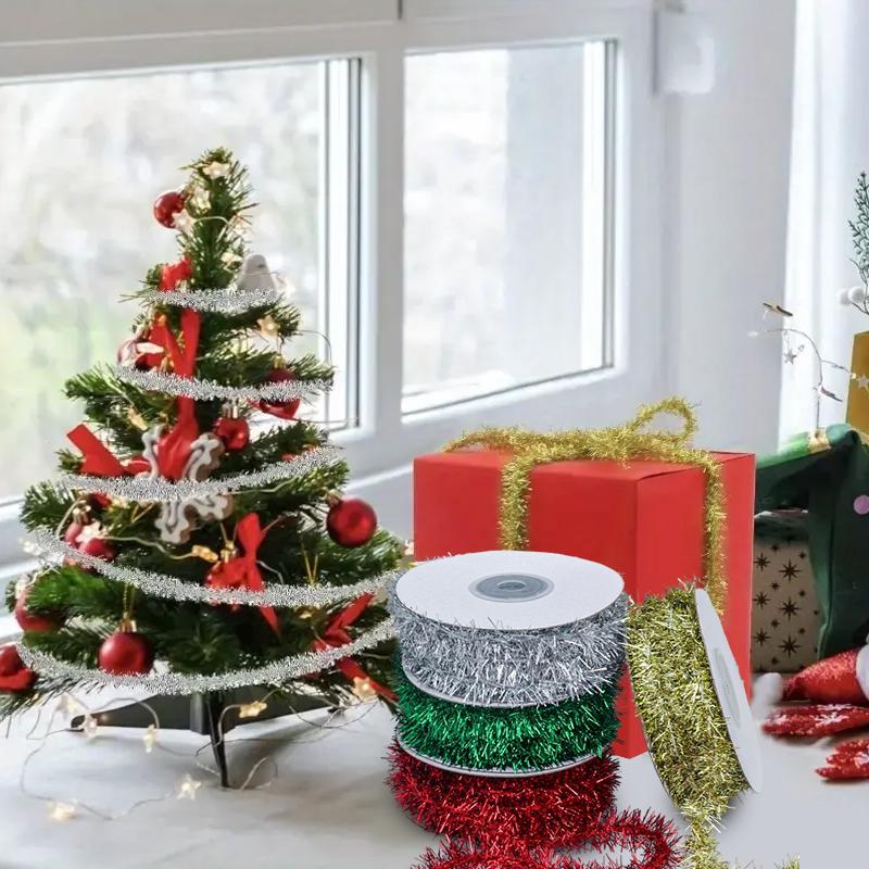 1Roll DIY Polyester Hanging Wreath Xmas Tree Decor Rainbow Color Ribbon Christmas Party Supplies Home Decor Wedding Decoration
