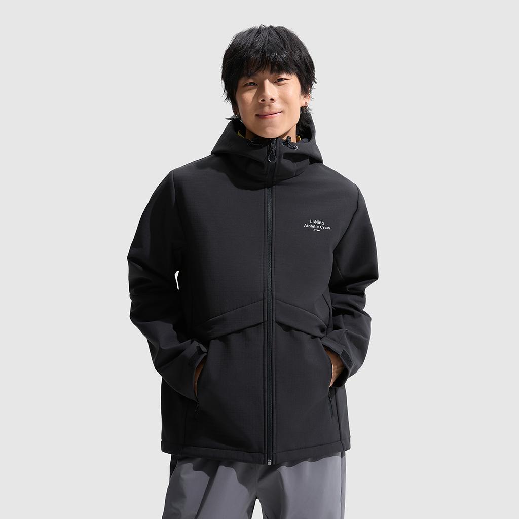 Li-Ning Lettuce Edge Water-Resistant Windproof Fleece-Lined Warm Outdoor Casual Versatile Climbing Jacket Unisex Jacket Black AFDU939-2