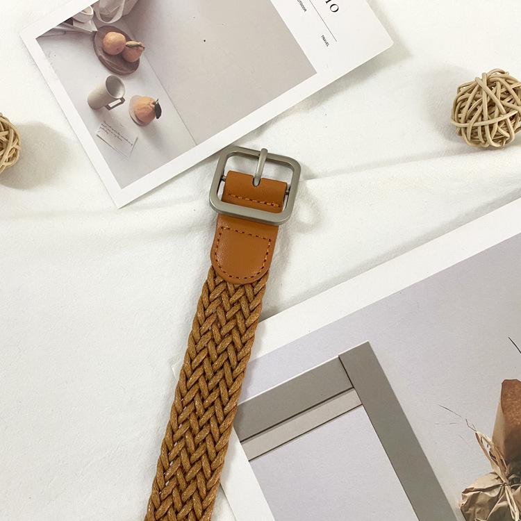 

Не пробивая тканый пояс эластичный холщовый пояс женский стиль студенческий декоративный пояс 102cm