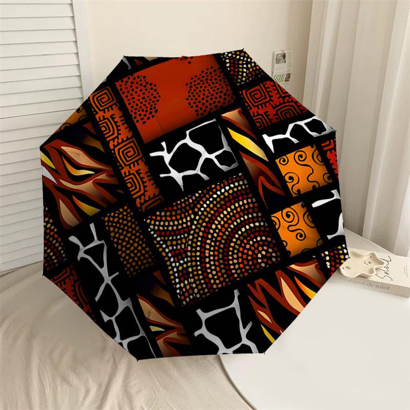 

1PC African patterns Umbrella-8-Rib Reinforced Portable Folding Travel Suitable for All Seasons Outdoor Daily Use-J355