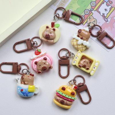Capybara Cartoon Resin Keychain Pendant – Creative Backpack Ornament & Best Friend Gift Accessory.