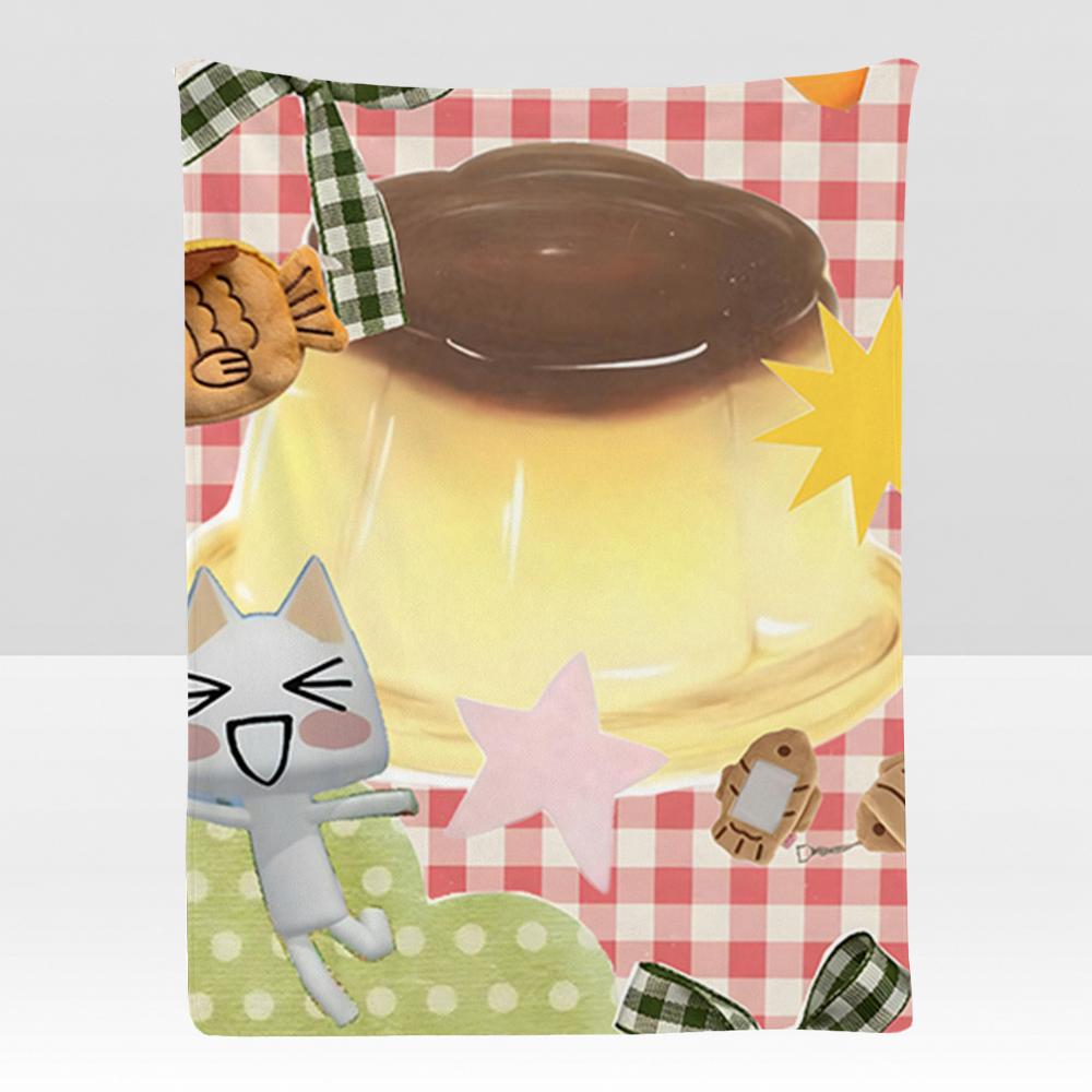Food Ppudding Throw Soft Flannel Blanket for Bed Bedroom Sofa Picnic Throw Skinfriendly Breathable Gift Cover
