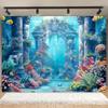 Polyester Fiber Underwater World Background Banner, with Ocean Aquarium Theme, Versatile Party Decoration