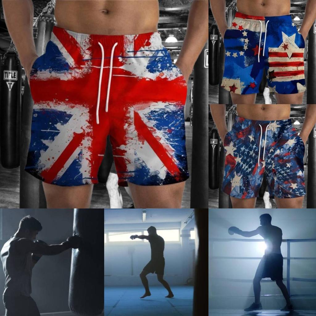 UK USA America United States Flag Boxing Muay Thai Kickboxing Shorts 3D Print Training Unisex Men Women Fitness Gym Sport Workout Casual Streetwear