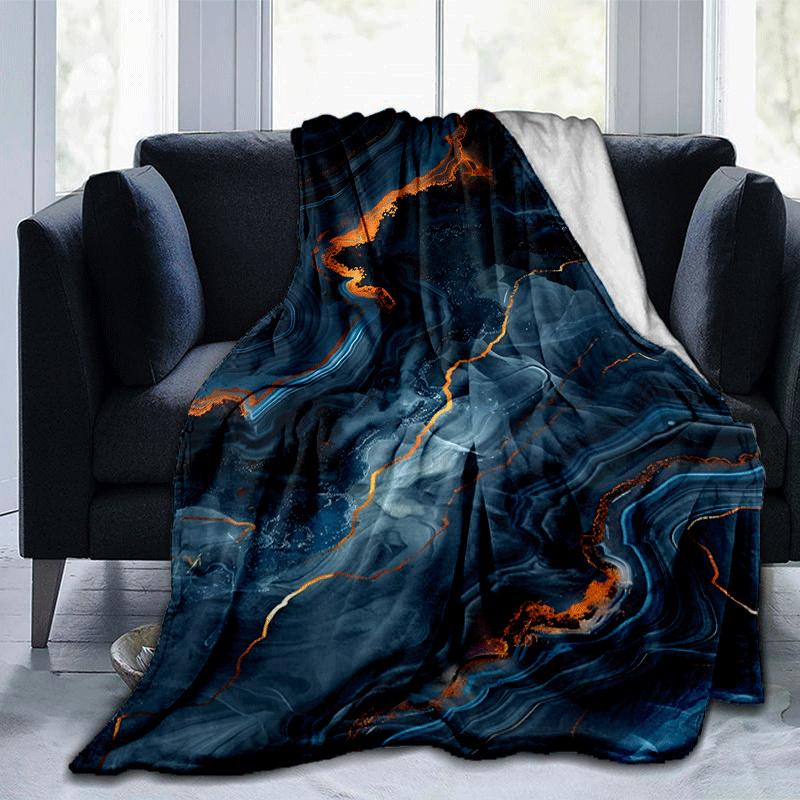 

1pc Marble Pattern Printing Lightweight Flannel Blanket, Comfortable and Warm Blanket, for Camping Sofa Bed and Couch Office, Gift 100x150cm