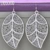 925 Sterling Silver Leaf Pendant Earrings Gift Fashion Jewelry