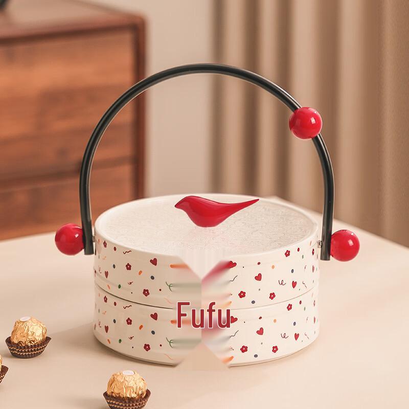 Hanton Fortune Double-Layer Ceramic Snack Tray