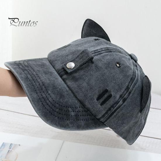 Party Style Street Hat Cat Ear Trucker Hat, Baseball Cap with Detachable Sunglasses, Unique Adjustable Pilot for Outdoor Travel UV Protection