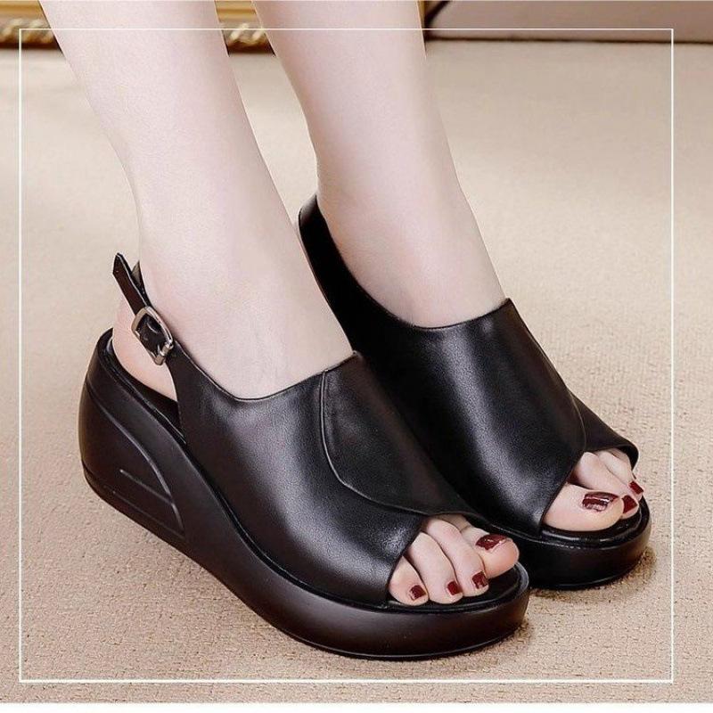 Roman sandals women's summer 2025 new fashion wedge heel fish mouth women's shoes soft sole fish mouth thick sole muffin shoes