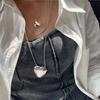 Trendig Lång Kedja Axelväska Kärlekshjärta Formad Hänge Halsband Justerbar Längd Choker Smycken för Modeälskare