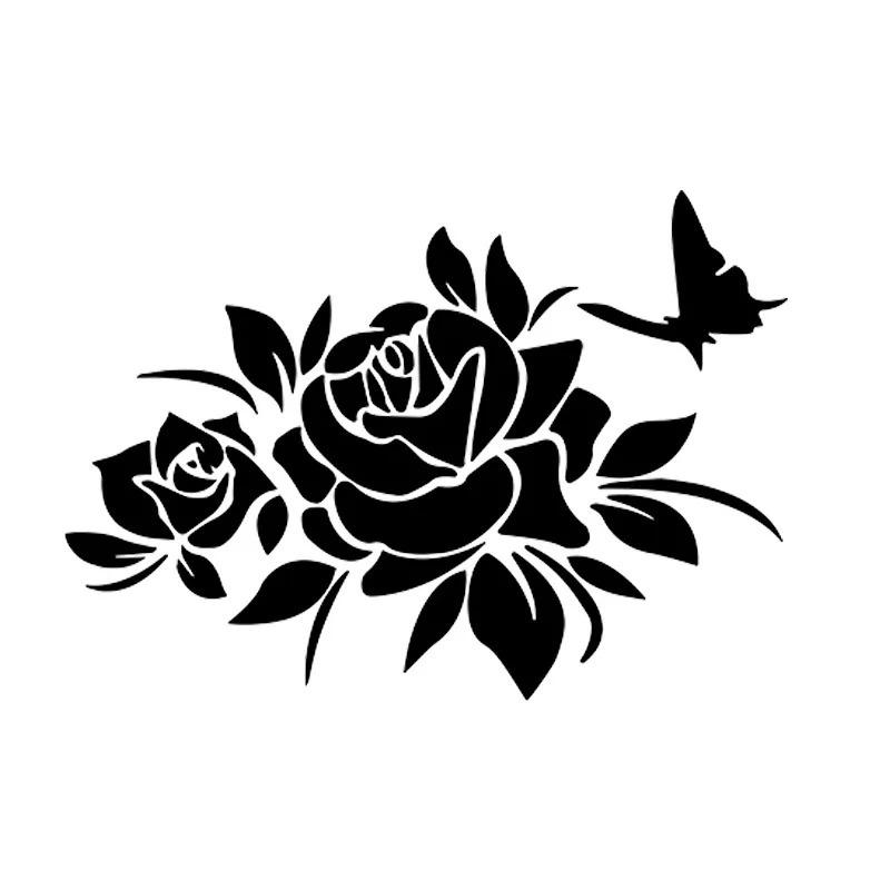 Engrave 24x17cm Butterflies Love Flowers Car Sticker Auto Body Bumper Windows Motorcycle Laptop Walls Vinyl Film Decal Car