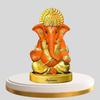 Handcrafted Orange Ganesha Idol for Car Dashboard Item: Ganesh Ji, Ganpati Bappa Murti for Home Decor - Exquisite Car God Idols