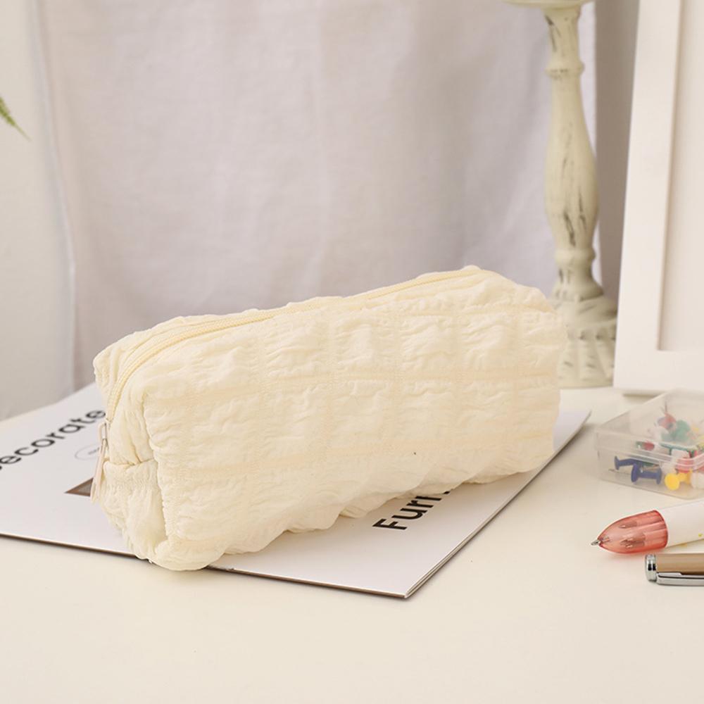 

Cloud Shape Design Cosmetic Pens Organizer Toiletries Storage Bag Canvas Makeup Pouch Beige
