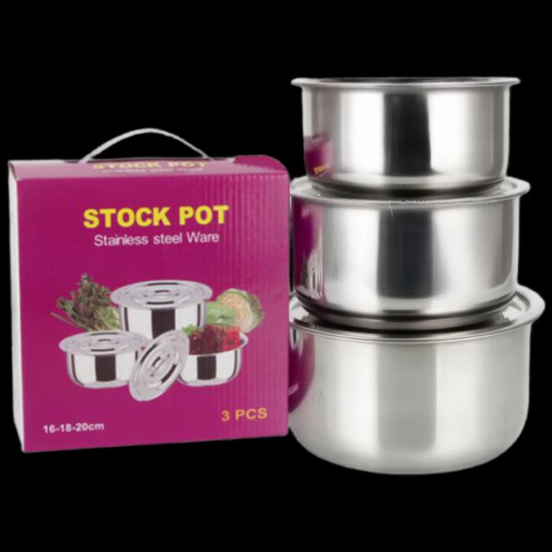 Thickened 410 Stainless Steel Mixing & Seasoning Bowl Set Set of 3