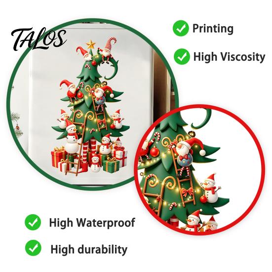 Indoor And Outdoor Seasonal Decor Christmas Tree Window Stickers with Gnome Snowman, Removable Glass Stickers, PVC Festive Home Beautification