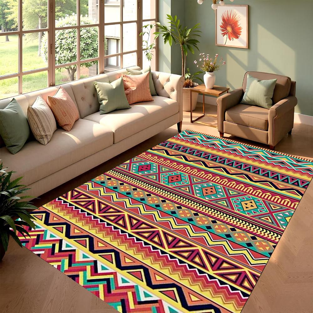 Bohemian Style Printed Carpet Ethnic Style Mosaic Pattern Door Mat Living Room Bedroom Decoration Rug