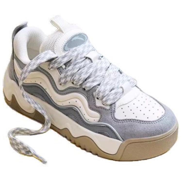 New Anta Wave Wave Anti-Slip Wear-Resistant Low-Top Skateboard Shoes Women's White Gray 122438095-1