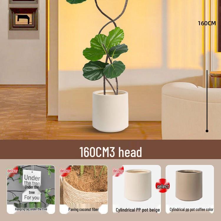 Large Potted Fiddle-Leaf Fig: Luxury Faux Green Plant for Living Room Decor