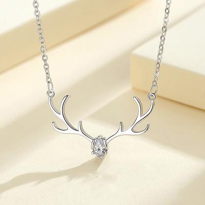 Yilu Road You Necklace Women's Japanese and Korean Fashion Temperament Simple Personality Little Elk Antler Pendant Clavicle Chain Neck Chain
