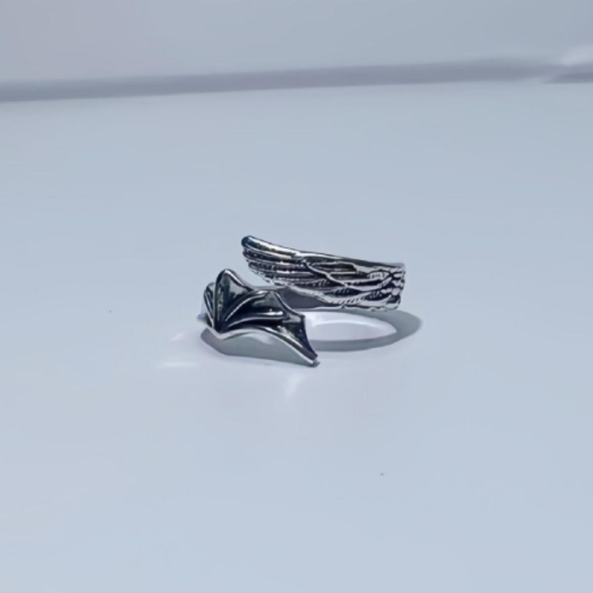European & American Retro Angel-Demon Wings Open Ring античный серебряного