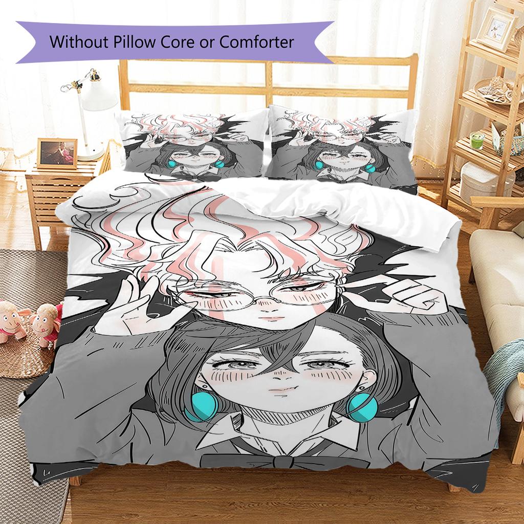 Ložní prádlo se vzorem DAN DA DAN, Sada přikrývky, Povlak na přikrývku, Povlak na polštář, Domácí dárek k narozeninám (1 * povlak na peřinu + 2 * povlak na polštář, bez jádra)