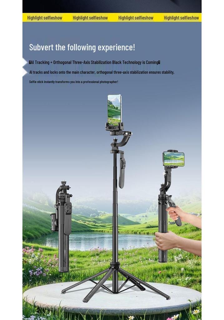 Bright Spot Extendable Selfie Stick & AI Tracking Phone Gimbal