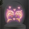 Bathroom Luminous Pink Love Heart Dolphintoilet Sticker Self-Adhesive Beautify Home Decor