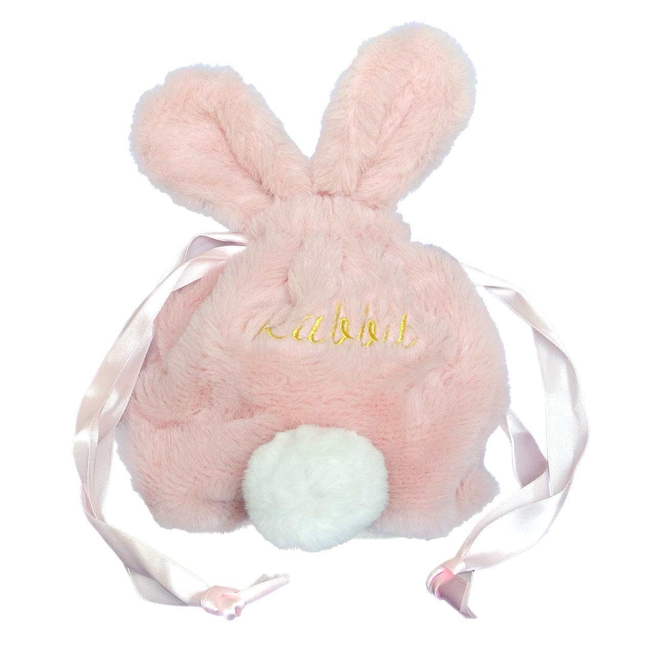 

CARAMEL MILK Makeup Bag Cosmetic Pouch Makeup Pouch Rabbit Fluffy Pouch Drawstring Bag Cosmetics Travel [Stork Corp] (Pink)