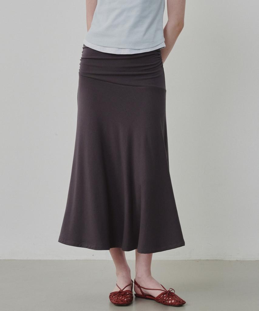 Ollibeudeollibeu Shirred Flare Long Skirt Ow6Ms4210