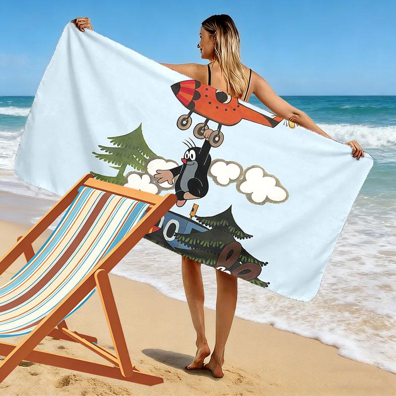 Krtek The Little Mole Print Beach Towel, Large Soft Quick Dry Towel for Beach Camping Swimming