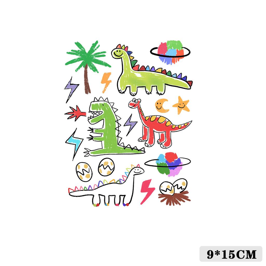 Cartoon Kids Dinosaur Mermaid Fruit Flower Animal Robot Finger Arm Tattoo Sticker