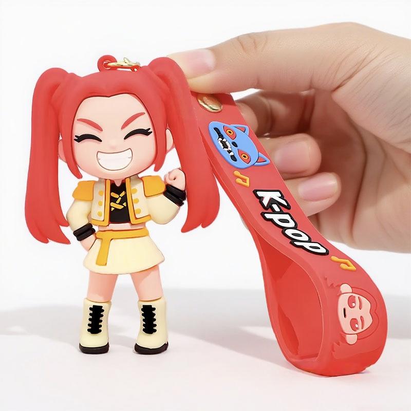 Animation Movie Rumi Mira Zoey Key Ring Korean Pop Warrior Girls Keyring POLYVINYL CHLORIDE Figure Pendant Bagpack Pouch Key Rings Kids Presents