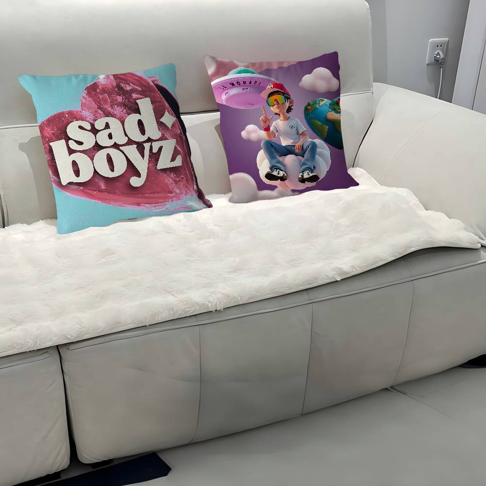 Sad Boyz Pillow Covers Cartoon Sofa Decorative Home Double-sided Printing Short Plush Cute Cushion Cover