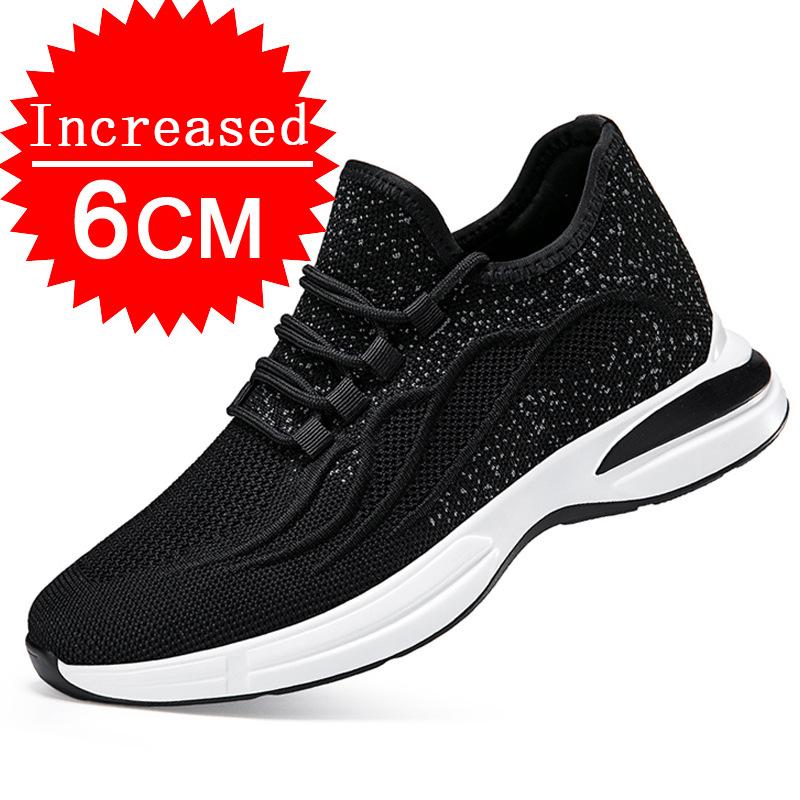Summer Mesh Breathable Heightening Shoes Men Casual Sneakers Breathable Lace Up Sports Shoes 4/6/8CM Leisure Height Shoes 37-43