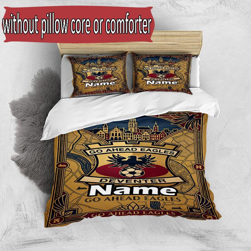 3pcs Duvet Cover Set (1*Duvet Cover + 2*Pillowcase, Without Core), Custom Name Go Ahead Eagles Pattern Bedding Set, Home Bedroom Decor Gift