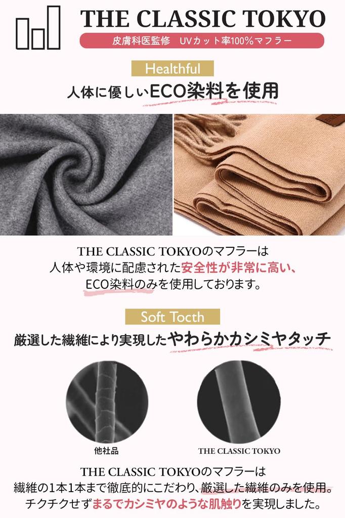CLASSIC by a practicing Soft and smooth large size Compression bag [THE TOKYO] [Supervised dermatologist] cashmere-like stole/scarf/throw (Classic