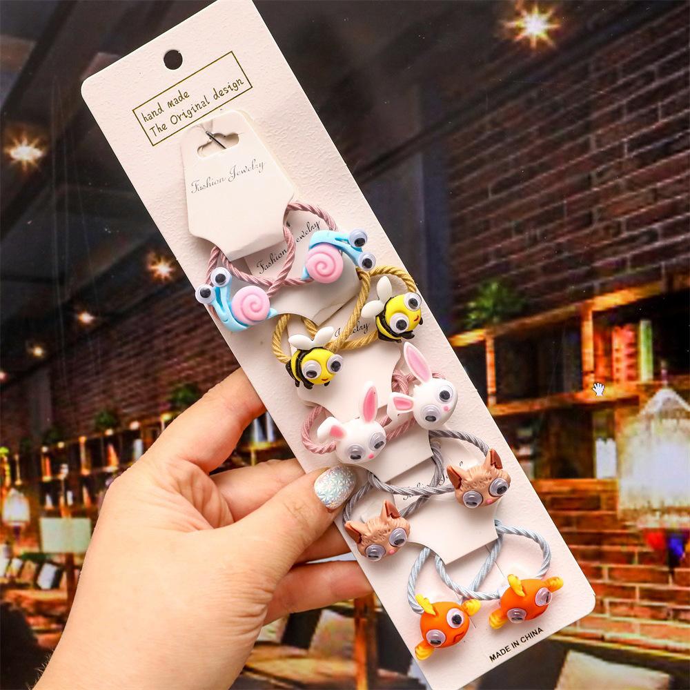 Cartoon Animal Flowers Princess Scrunchie Children Girls Kids Elastic Hair Rubber Bands Accessories Tie Hair Ring Rope Headdress