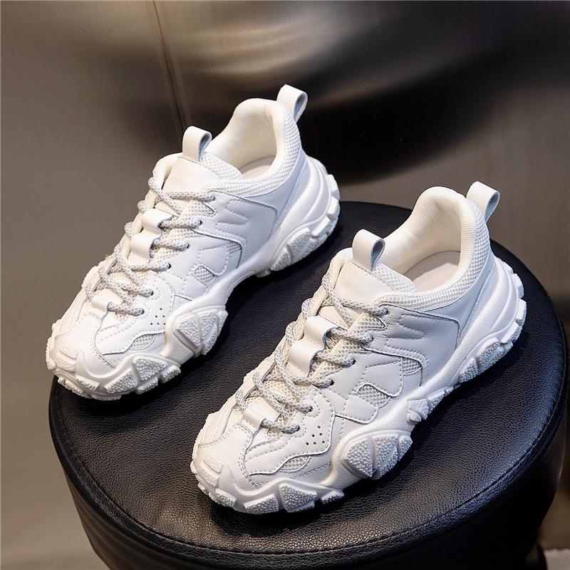 

Suction film sole leather platform women s shoes spring 2025 new sports running breathable dad shoes women s casual single shoes women 35 белый