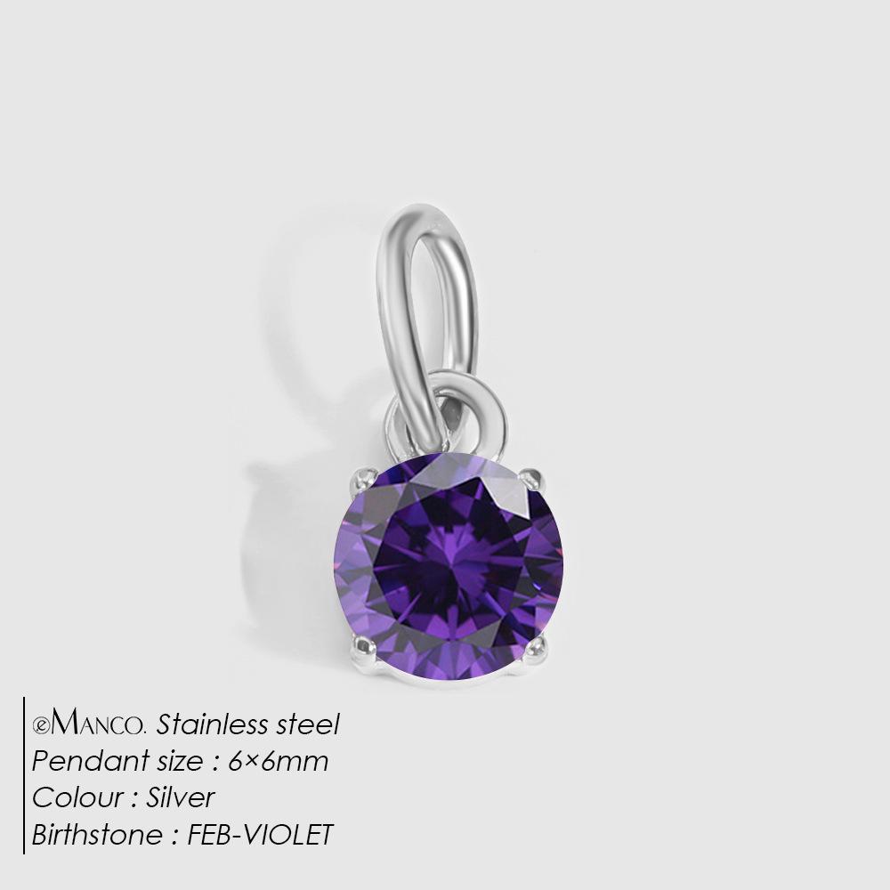 eManco DIY Jewelry Accessories: Stainless Steel Round Cubic Zirconia Pendant Necklace