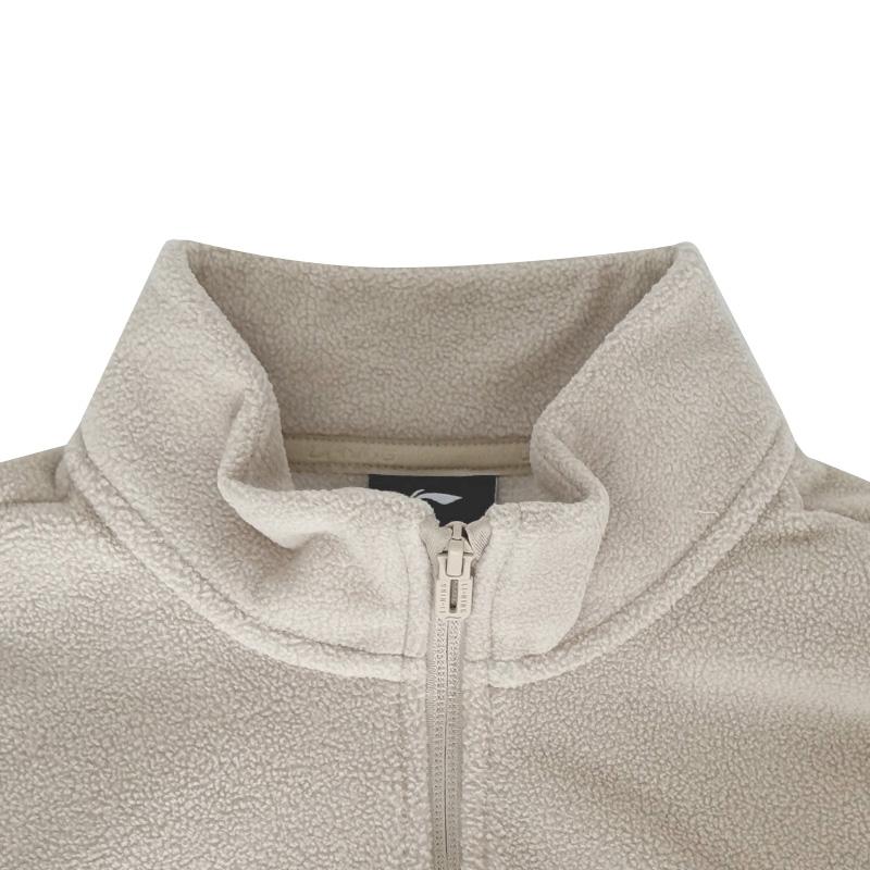 Li Ning Autumn And Winter Fleece Stand Collar Jacket Unisex Jacket Khaki AMDV127-2