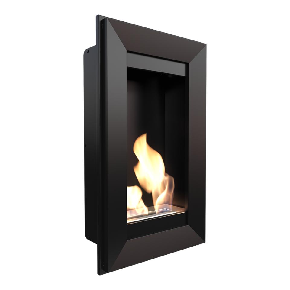 Wall Mounted Bioethanol Fireplace CHARLIE2 TÜV Black Set