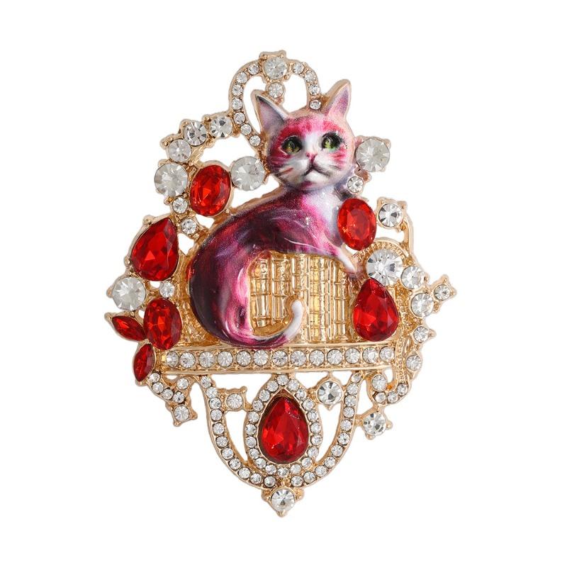 1PC Castle Cat Brooch Fashion Diamond Set Design Sense Cute Animal High-end Pin New Corsage Fashion Decoration Accessories