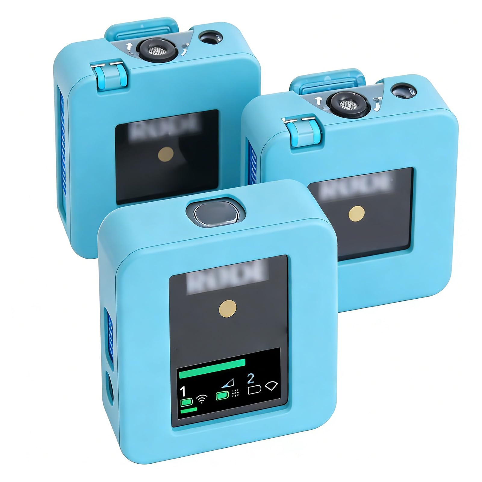 Acogedor 3PCS Silicone Protective Case for RODE Wireless Go and Go II Microphone Blue Drop-Resistant Shockproof Travel Cover
