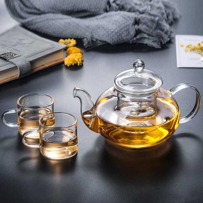 Ανθεκτική στη θερμότητα τσαγιέρα με λουλούδια και φίλτρο – Υψηλής περιεκτικότητας σε βοριοπυριτικό γυαλί σετ τσαγιού Kung Fu για εστίες αερίου