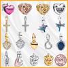Authentic Heart Sparkling Plata Copper Dangle Charms Fit Original Bracelet Beads Pendant Women Diy Jewelry Gift